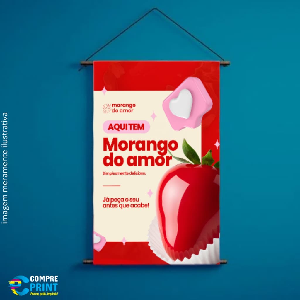 Banner "Aqui Tem Morango do Amor" - ARTE PRONTA
