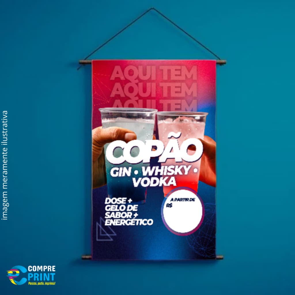 Banner "Aqui tem Copão" com área para escrever preço - ARTE PRONTA