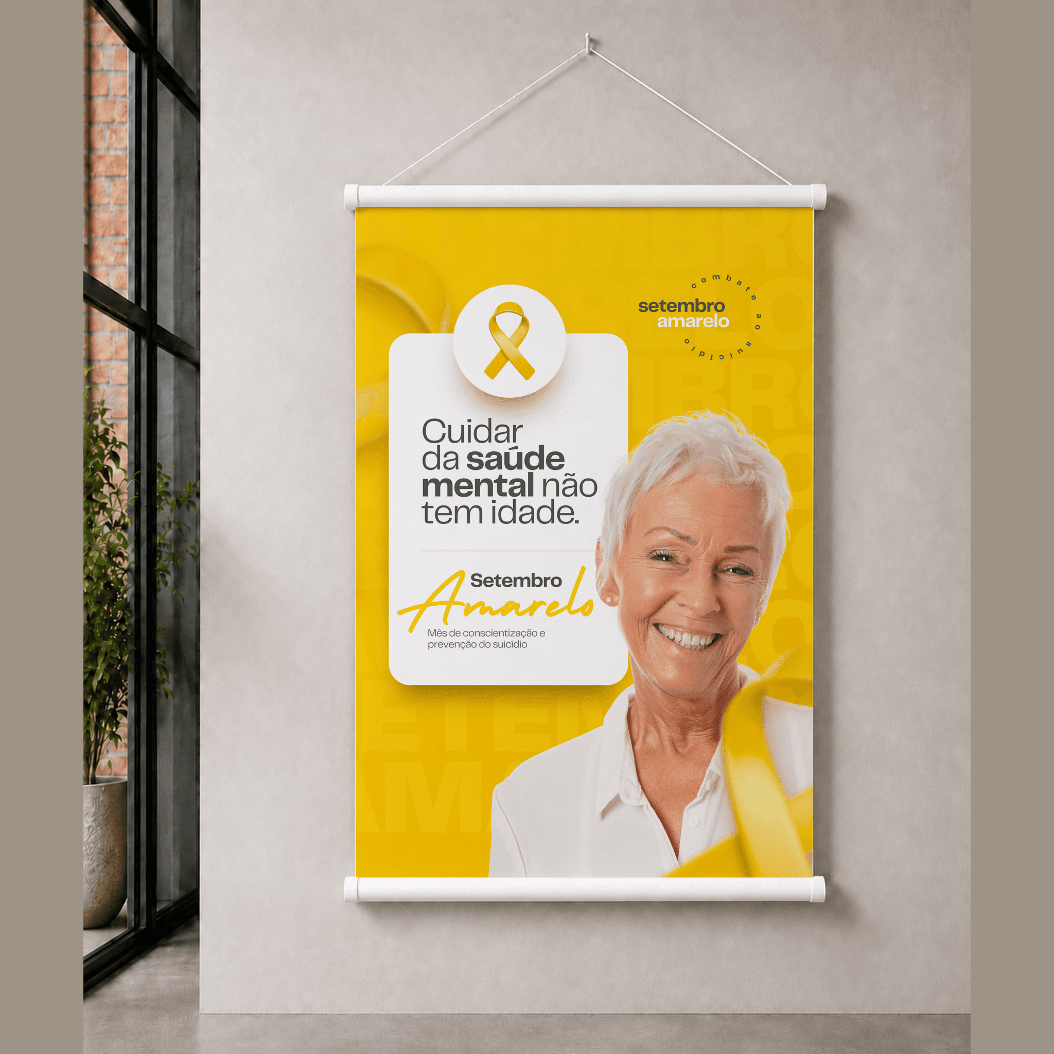 Banner Setembro Amarelo Cuidar da Saúde Mental Arte Pronta